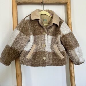 Zara Cozy Brown and White Kids Jacket